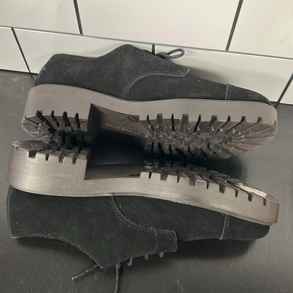 Lucky Brand Ibira Oxford Platform Boots -6M - Black Genuine Suede Leather - Picture 3 of 7